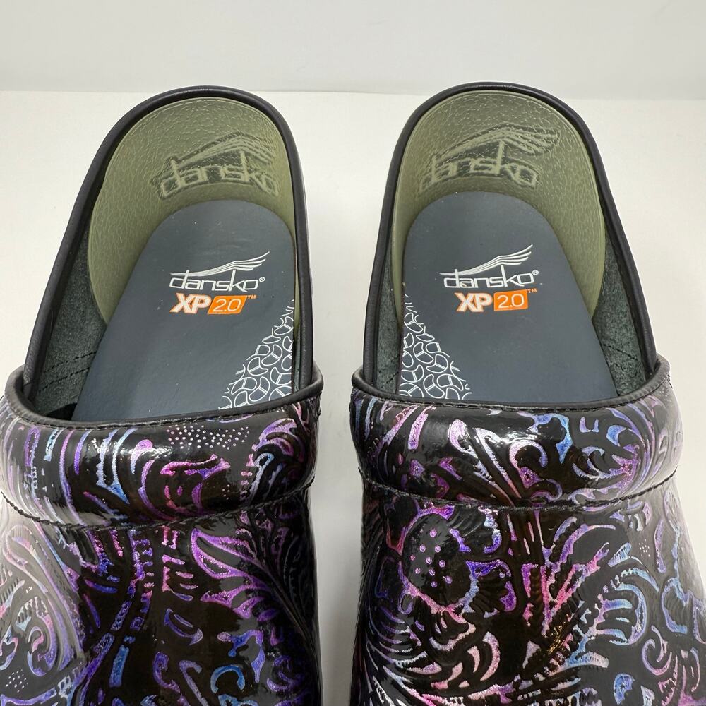 Dansko XP 2.0 Professional Nursing Shoes Women's 41 Black Multi Color Floral EUC - Picture 13 of 15